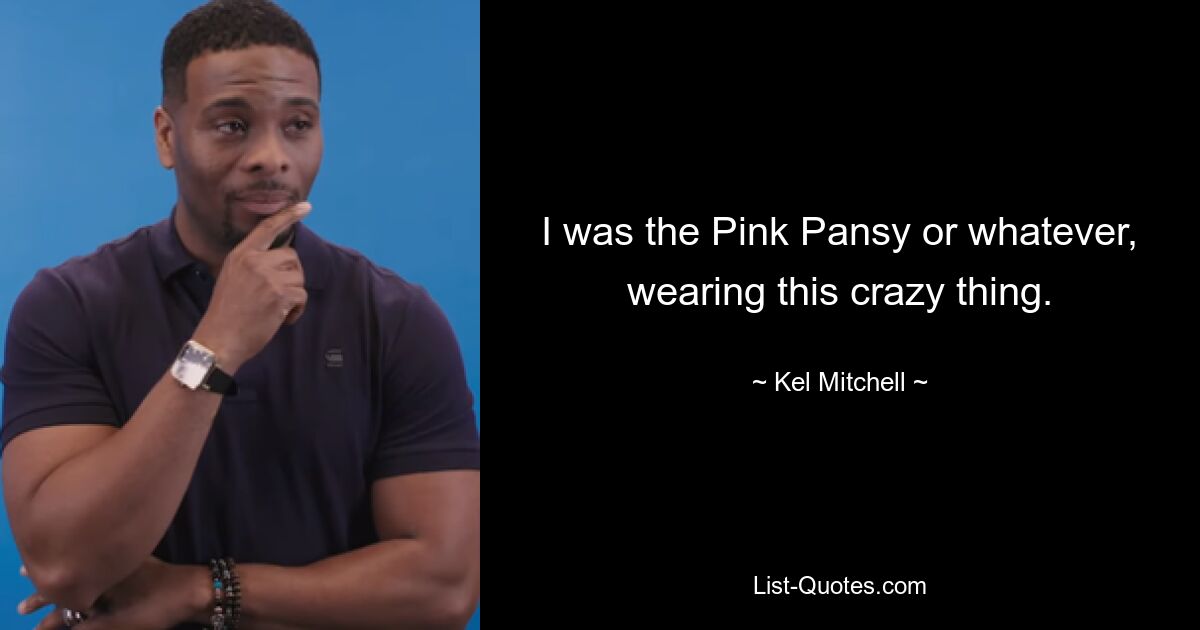 I was the Pink Pansy or whatever, wearing this crazy thing. — © Kel Mitchell