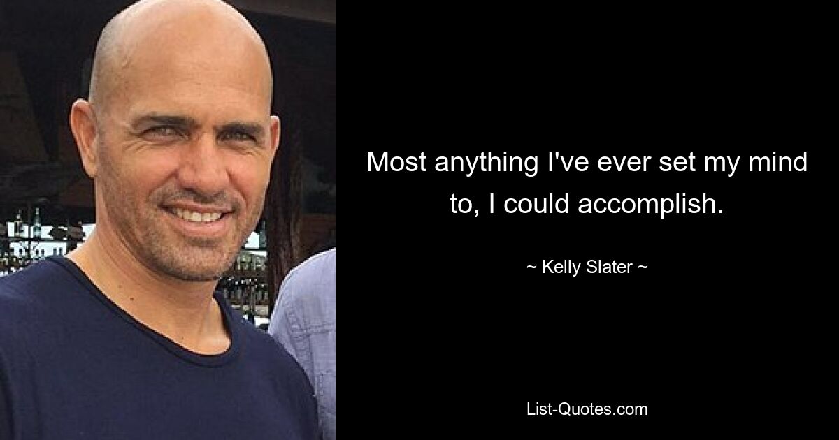 Most anything I've ever set my mind to, I could accomplish. — © Kelly Slater