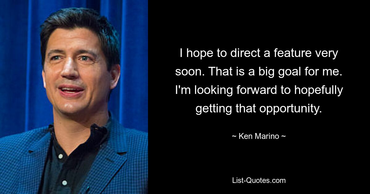 I hope to direct a feature very soon. That is a big goal for me. I'm looking forward to hopefully getting that opportunity. — © Ken Marino