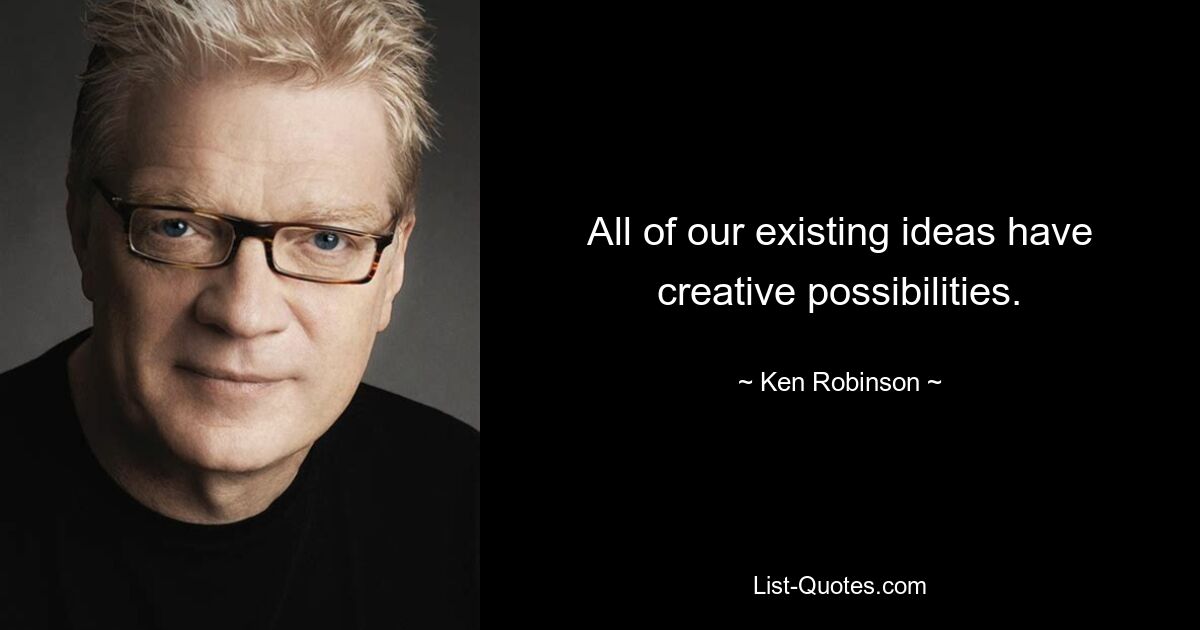 All of our existing ideas have creative possibilities. — © Ken Robinson