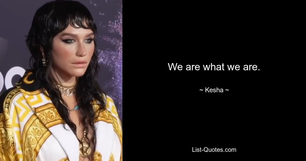 We are what we are. — © Kesha