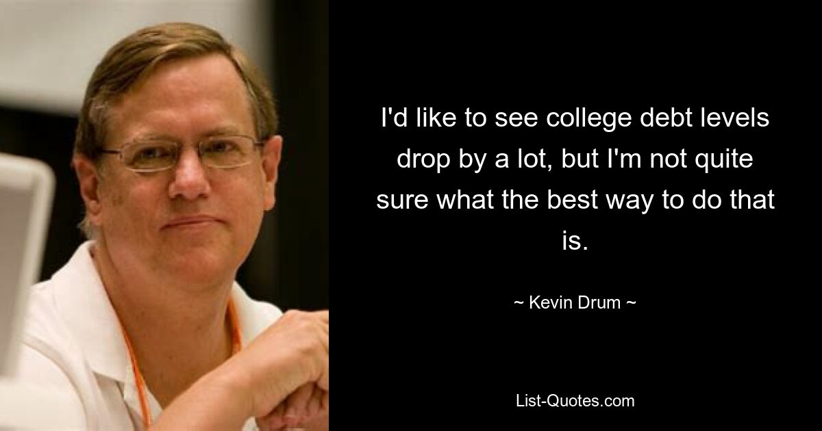 I'd like to see college debt levels drop by a lot, but I'm not quite sure what the best way to do that is. — © Kevin Drum