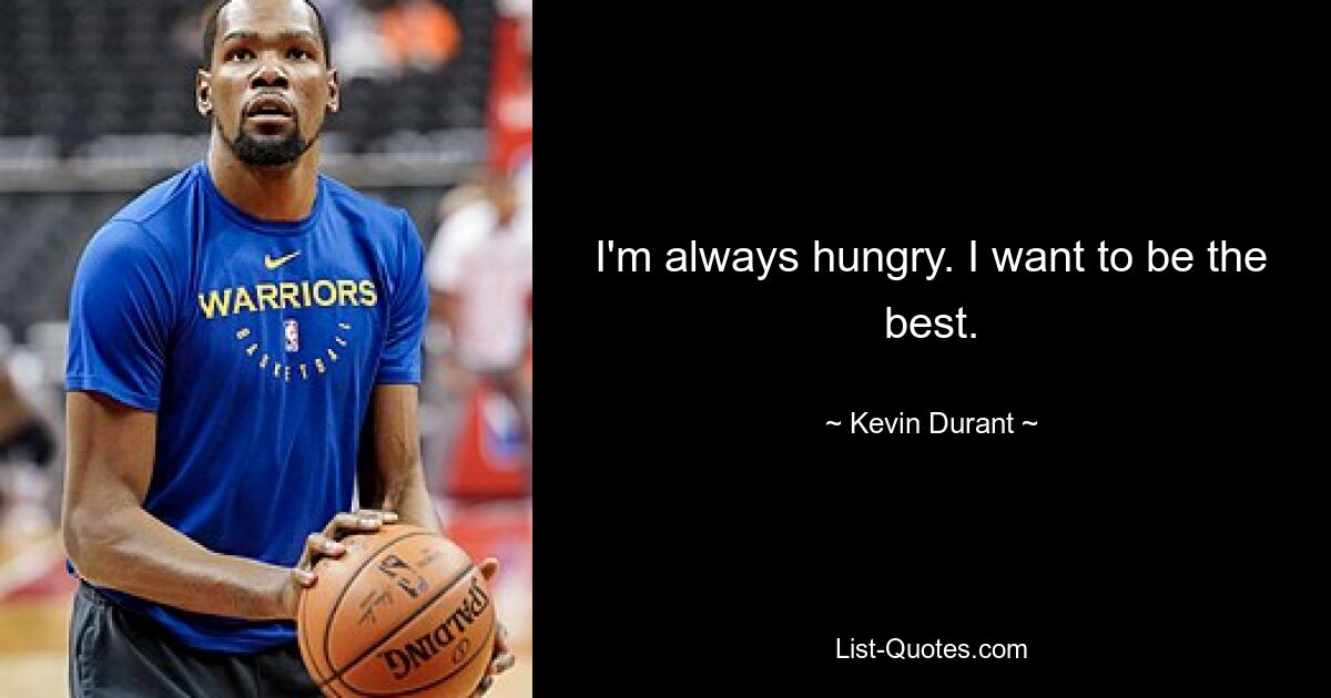 I'm always hungry. I want to be the best. — © Kevin Durant