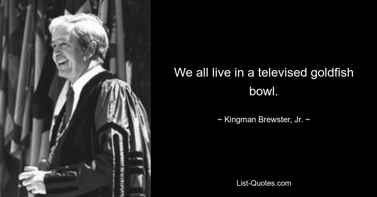 We all live in a televised goldfish bowl. — © Kingman Brewster, Jr.