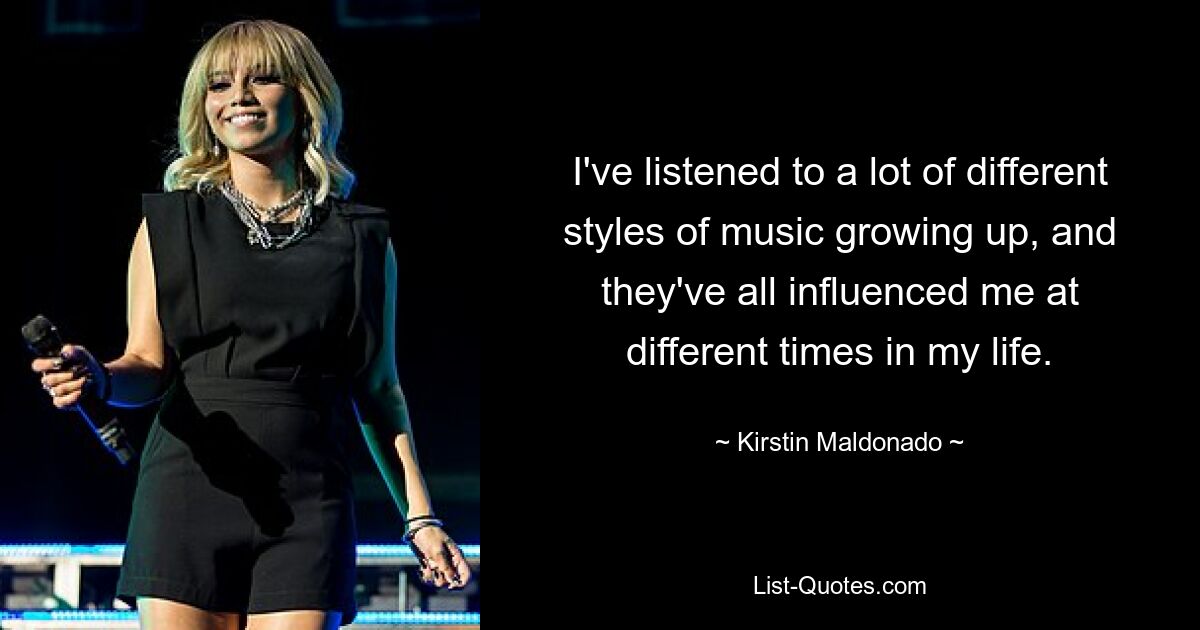 I've listened to a lot of different styles of music growing up, and they've all influenced me at different times in my life. — © Kirstin Maldonado