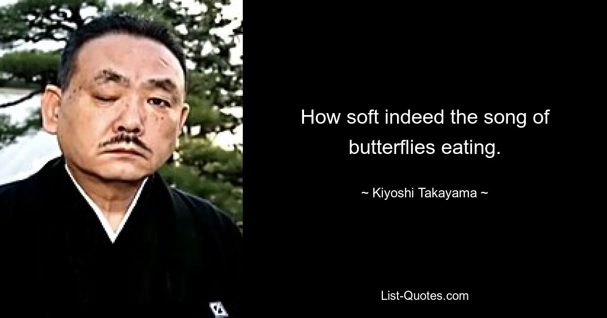 How soft indeed the song of butterflies eating. — © Kiyoshi Takayama