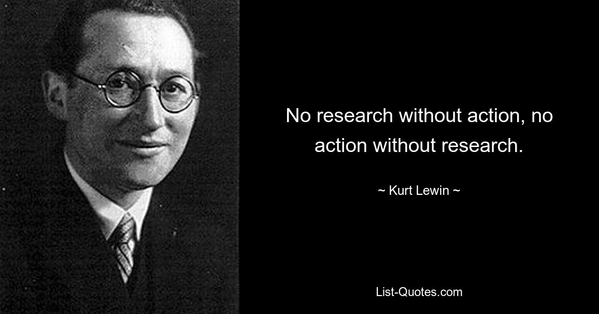 No research without action, no action without research. — © Kurt Lewin