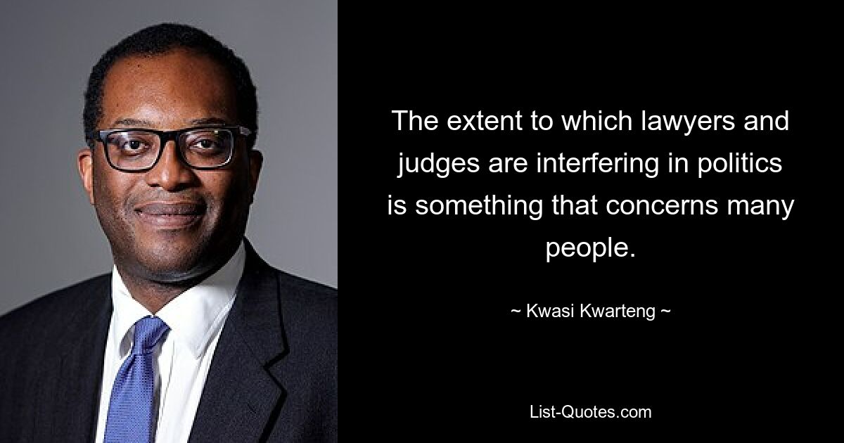 The extent to which lawyers and judges are interfering in politics is something that concerns many people. — © Kwasi Kwarteng