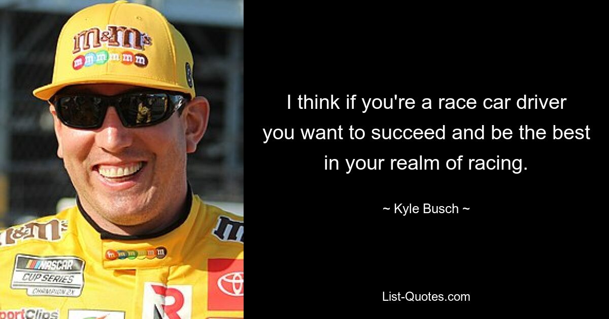 I think if you're a race car driver you want to succeed and be the best in your realm of racing. — © Kyle Busch