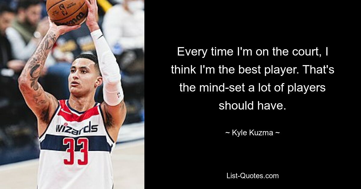 Every time I'm on the court, I think I'm the best player. That's the mind-set a lot of players should have. — © Kyle Kuzma