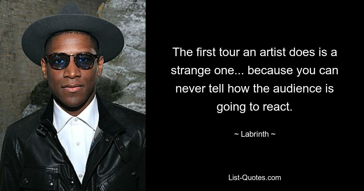 The first tour an artist does is a strange one... because you can never tell how the audience is going to react. — © Labrinth