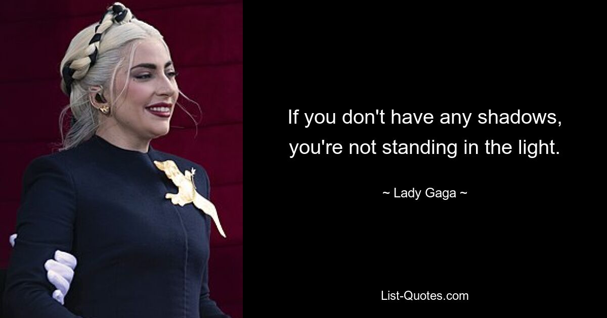 If you don't have any shadows, you're not standing in the light. — © Lady Gaga