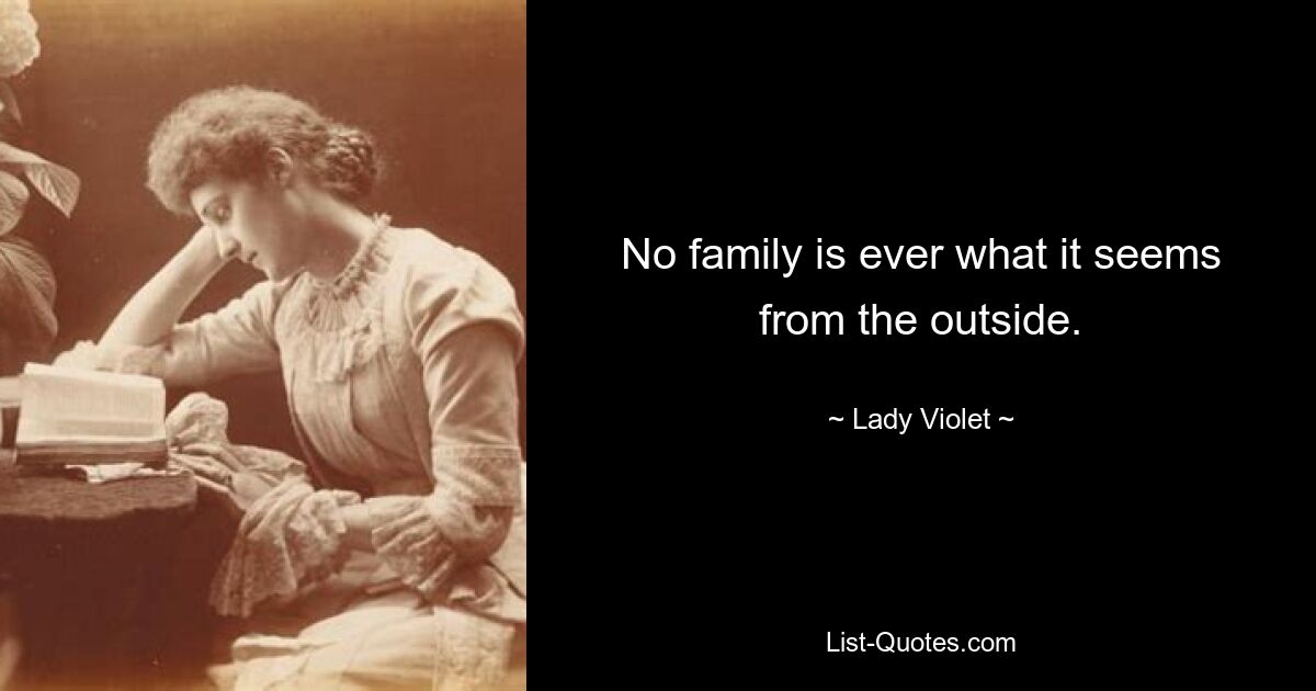 No family is ever what it seems from the outside. — © Lady Violet