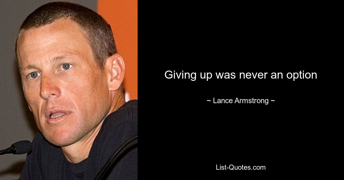 Giving up was never an option — © Lance Armstrong