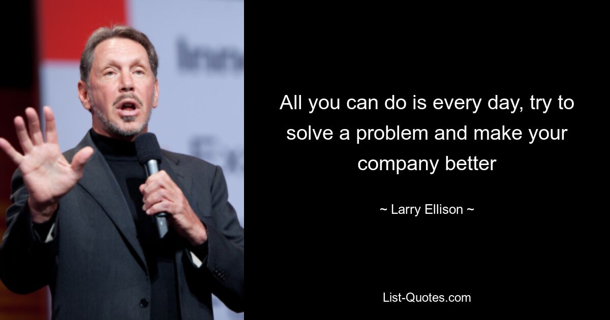 All you can do is every day, try to solve a problem and make your company better — © Larry Ellison