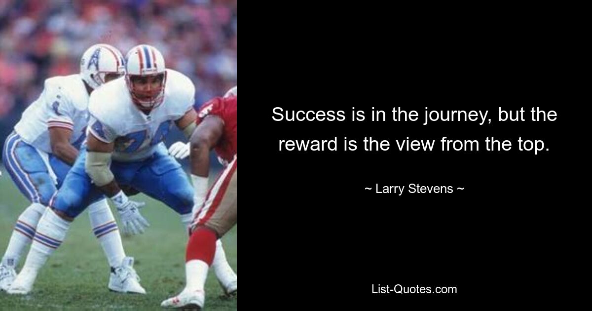 Success is in the journey, but the reward is the view from the top. — © Larry Stevens