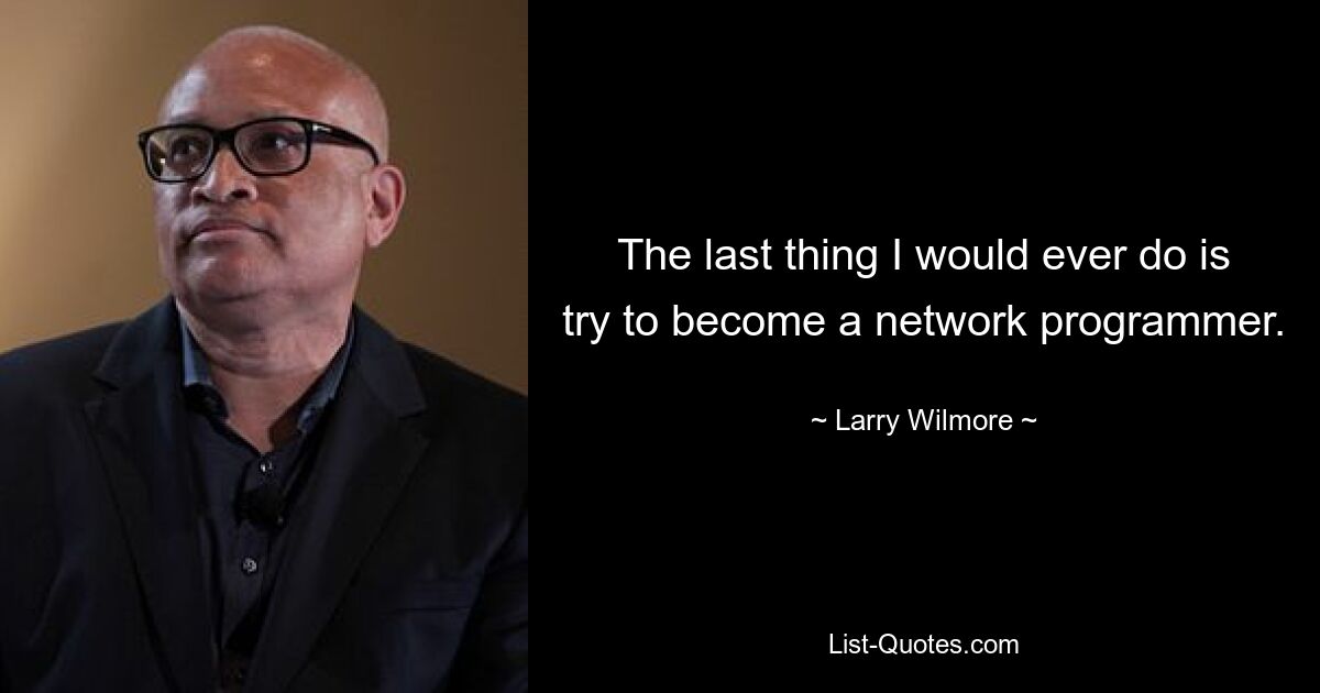 Das Letzte, was ich jemals tun würde, wäre zu versuchen, Netzwerkprogrammierer zu werden. — © Larry Wilmore