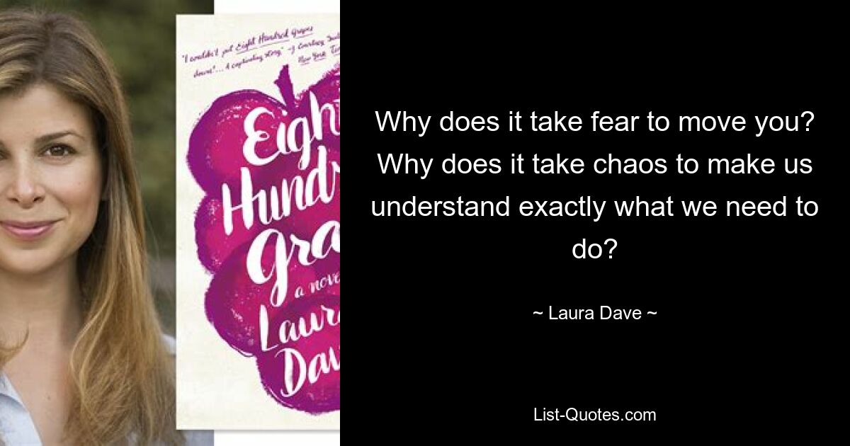 Why does it take fear to move you? Why does it take chaos to make us understand exactly what we need to do? — © Laura Dave