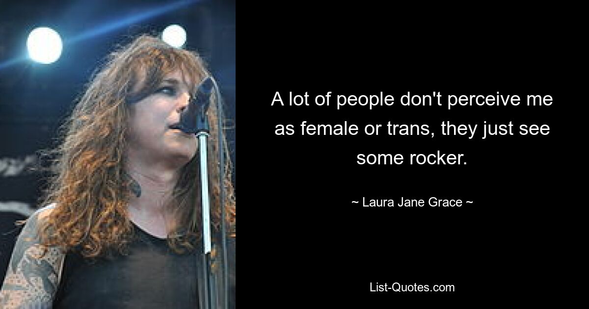 A lot of people don't perceive me as female or trans, they just see some rocker. — © Laura Jane Grace