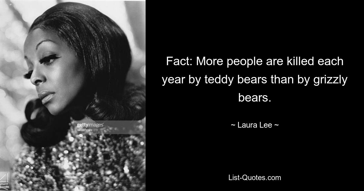 Fact: More people are killed each year by teddy bears than by grizzly bears. — © Laura Lee