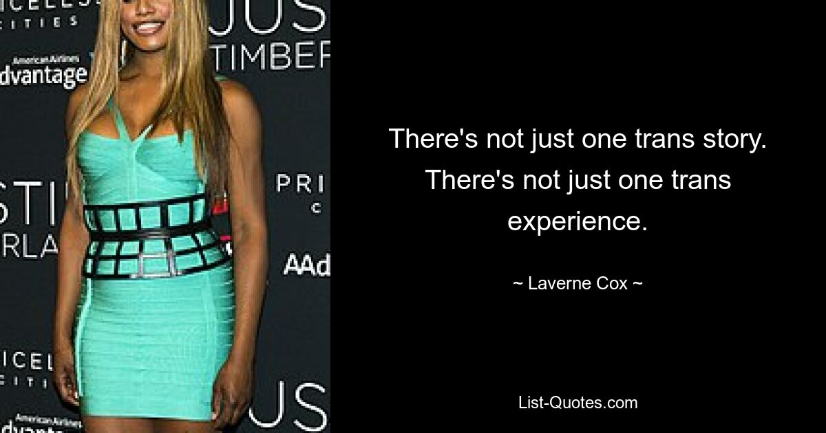 There's not just one trans story. There's not just one trans experience. — © Laverne Cox