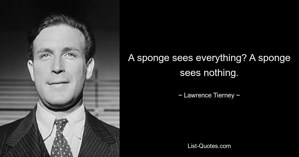 A sponge sees everything? A sponge sees nothing. — © Lawrence Tierney