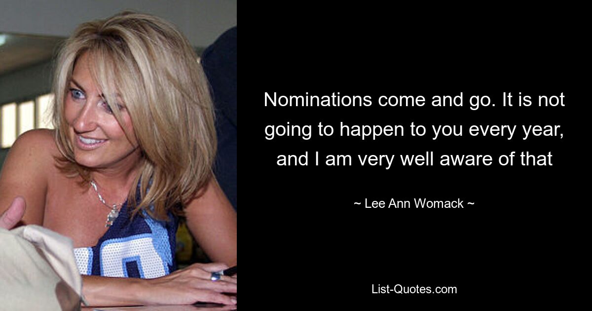 Nominations come and go. It is not going to happen to you every year, and I am very well aware of that — © Lee Ann Womack