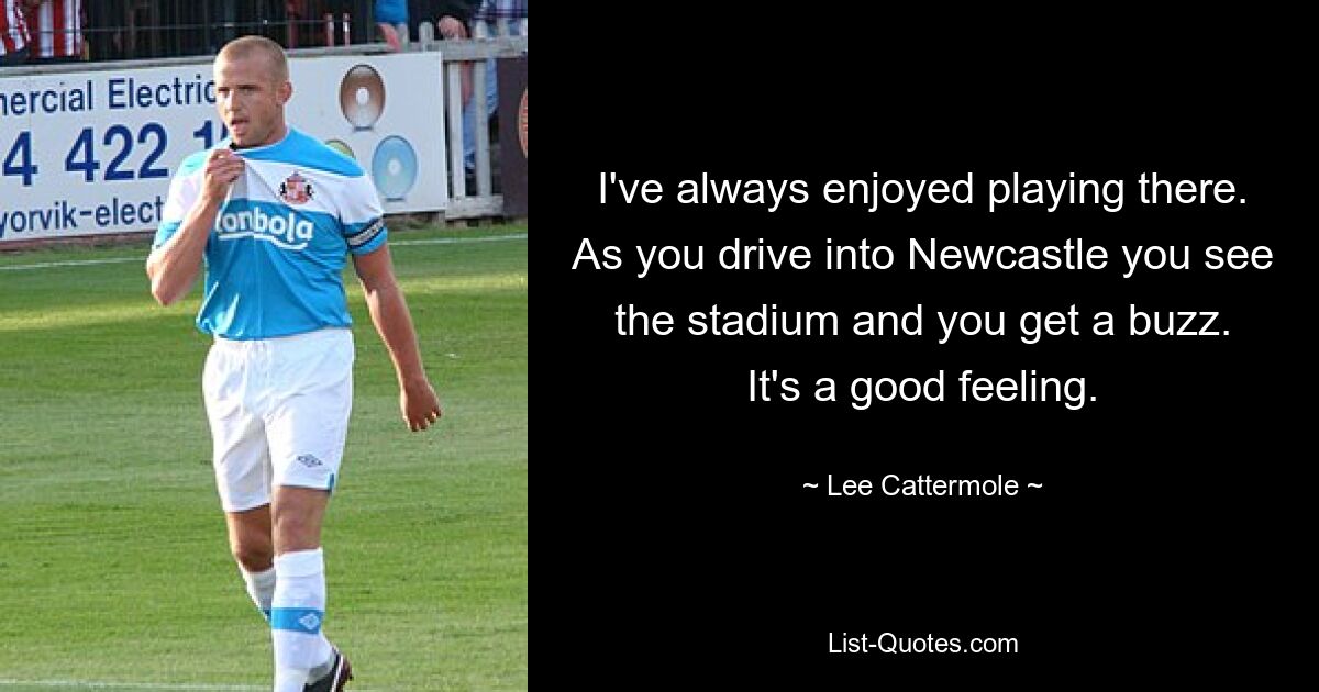 I've always enjoyed playing there. As you drive into Newcastle you see the stadium and you get a buzz. It's a good feeling. — © Lee Cattermole