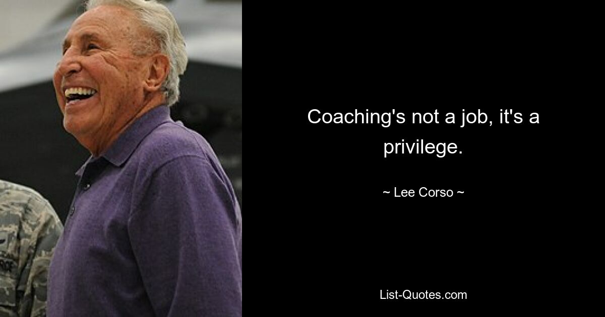 Coaching's not a job, it's a privilege. — © Lee Corso