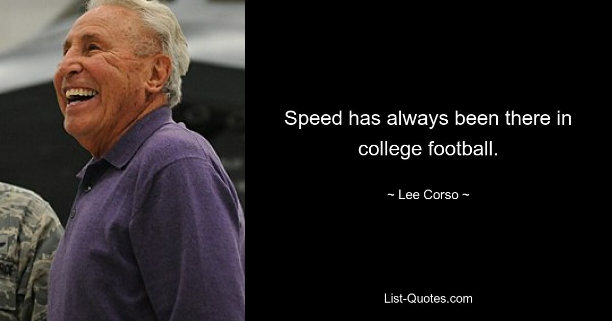 Speed has always been there in college football. — © Lee Corso