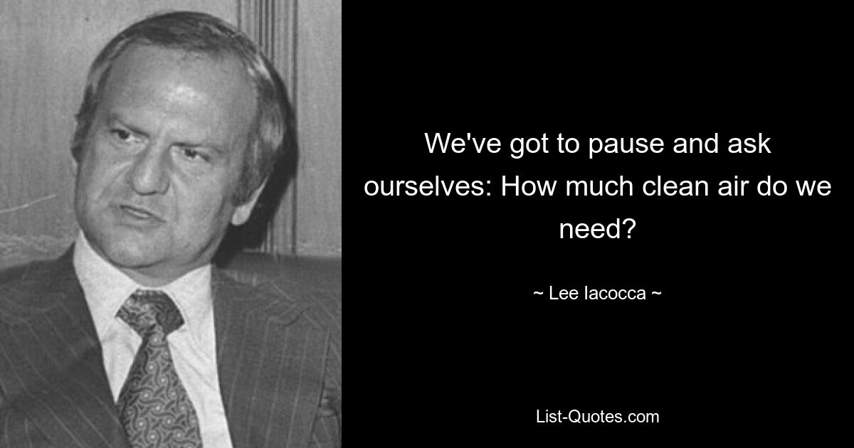 We've got to pause and ask ourselves: How much clean air do we need? — © Lee Iacocca