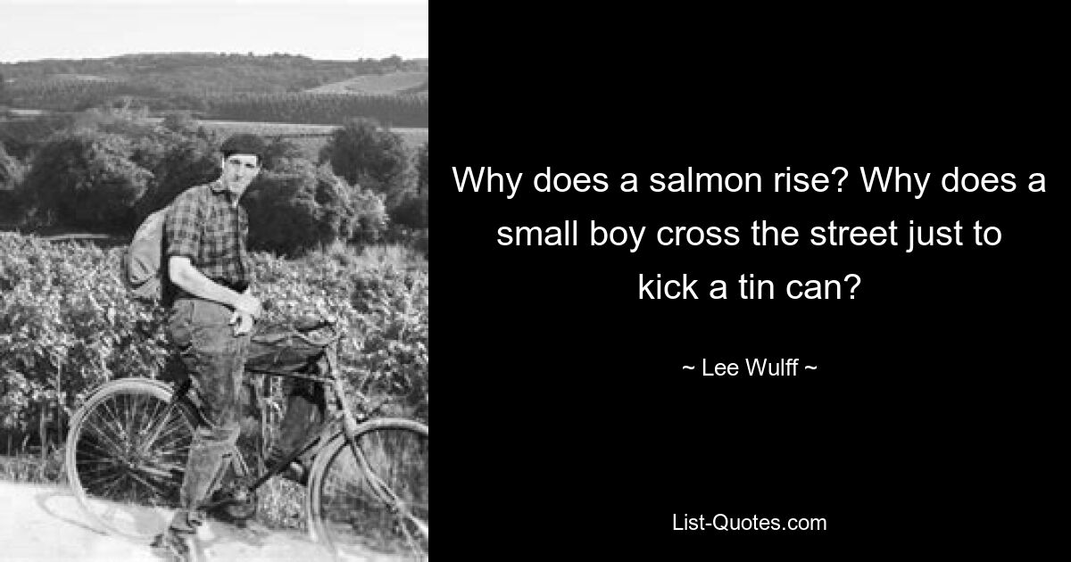 Why does a salmon rise? Why does a small boy cross the street just to kick a tin can? — © Lee Wulff