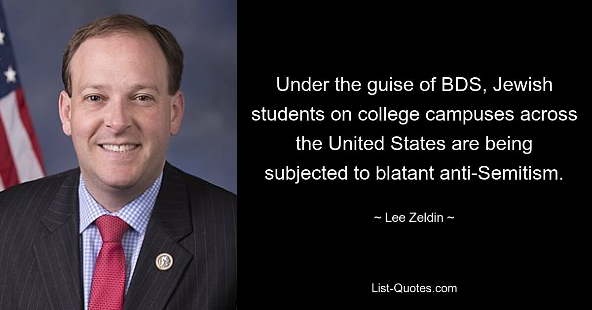 Under the guise of BDS, Jewish students on college campuses across the United States are being subjected to blatant anti-Semitism. — © Lee Zeldin