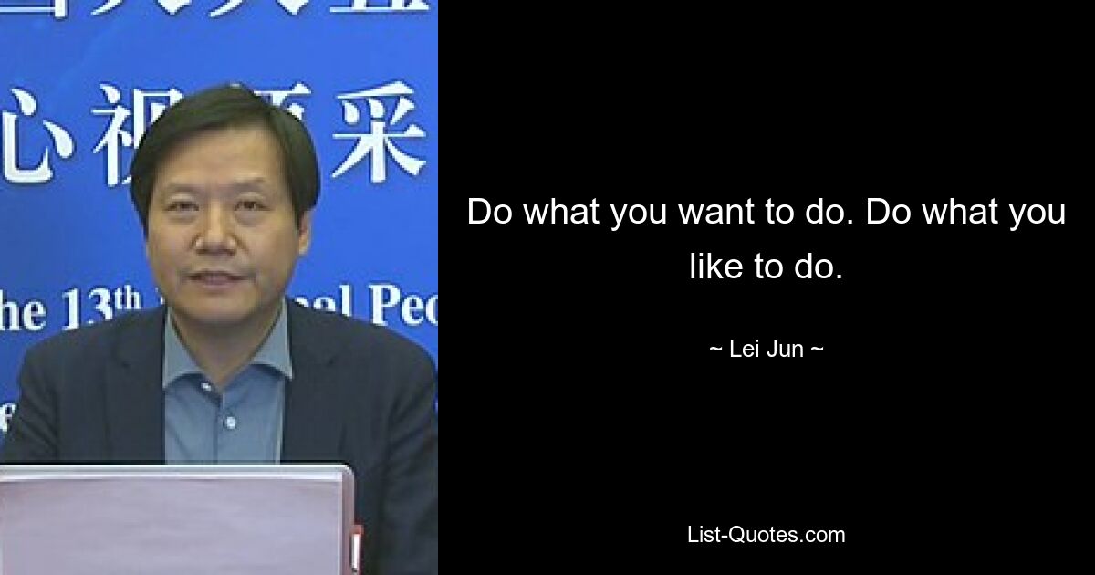 Do what you want to do. Do what you like to do. — © Lei Jun