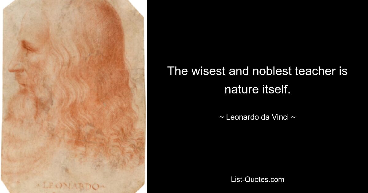 The wisest and noblest teacher is nature itself. — © Leonardo da Vinci