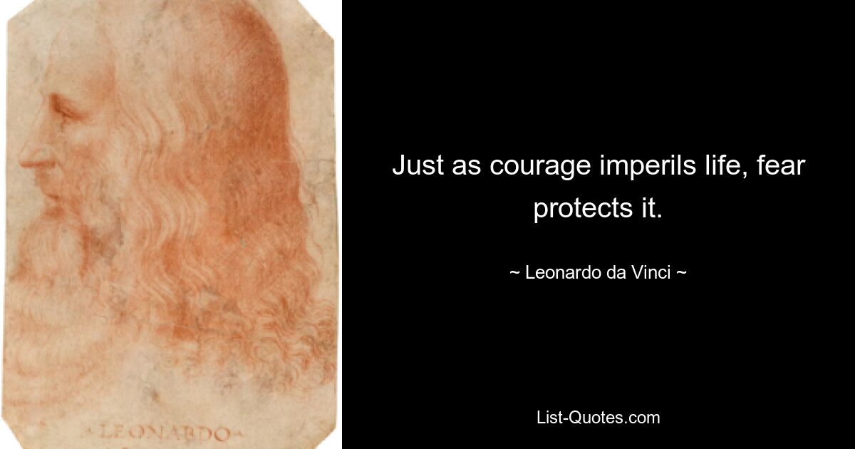 Just as courage imperils life, fear protects it. — © Leonardo da Vinci