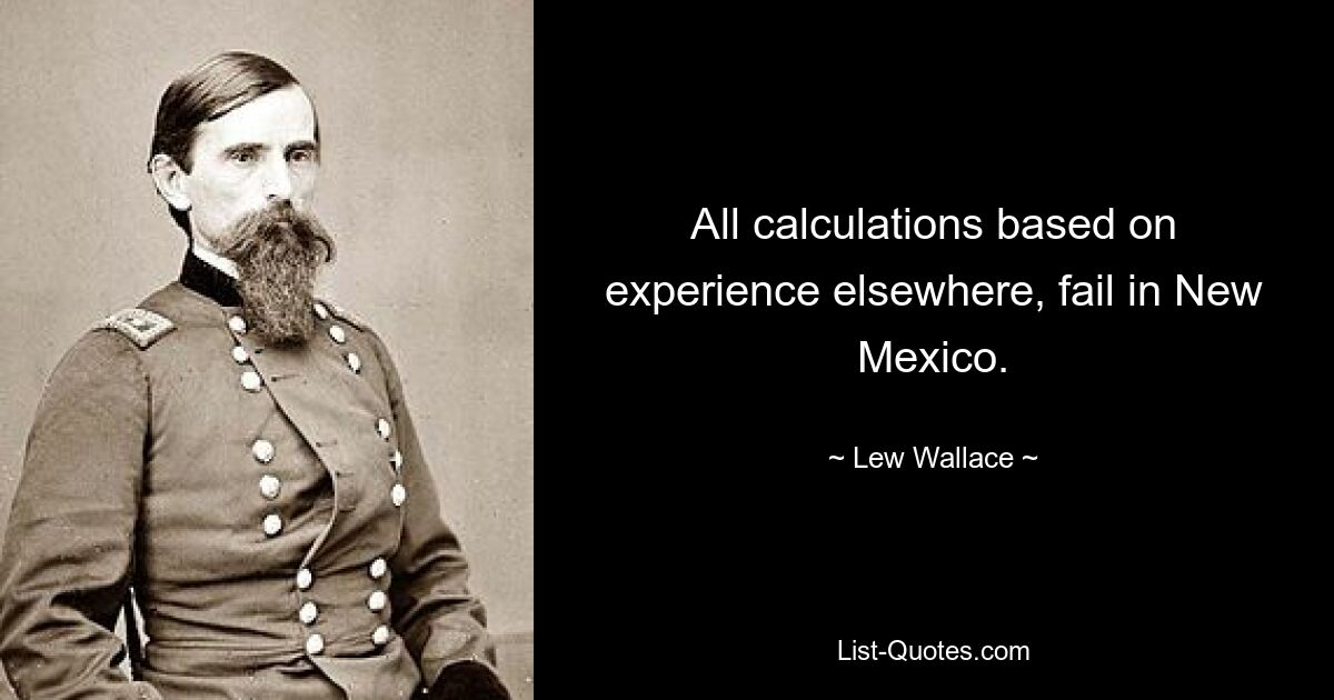 All calculations based on experience elsewhere, fail in New Mexico. — © Lew Wallace