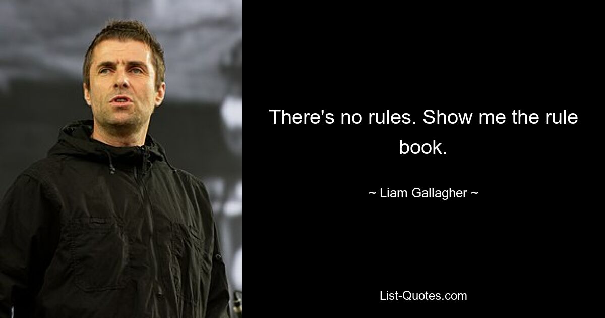 There's no rules. Show me the rule book. — © Liam Gallagher