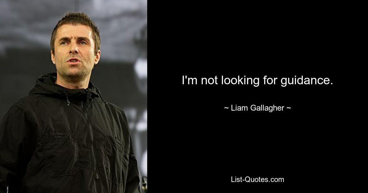 I'm not looking for guidance. — © Liam Gallagher