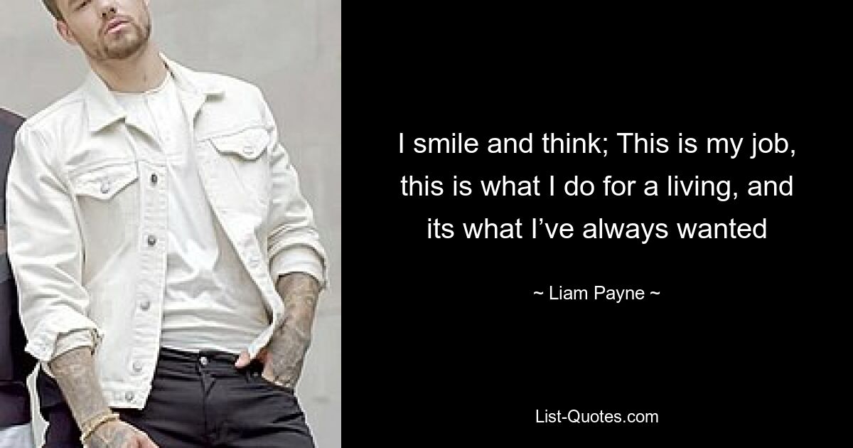 I smile and think; This is my job, this is what I do for a living, and its what I’ve always wanted — © Liam Payne