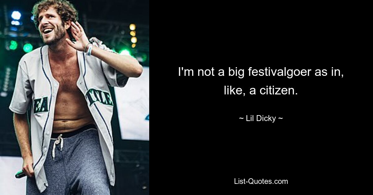 I'm not a big festivalgoer as in, like, a citizen. — © Lil Dicky