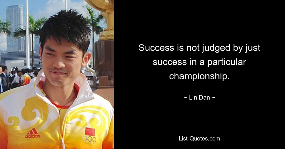 Success is not judged by just success in a particular championship. — © Lin Dan