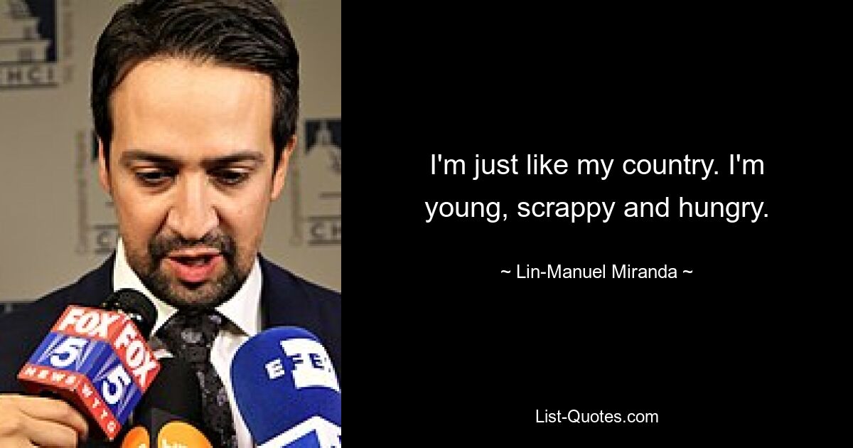 I'm just like my country. I'm young, scrappy and hungry. — © Lin-Manuel Miranda