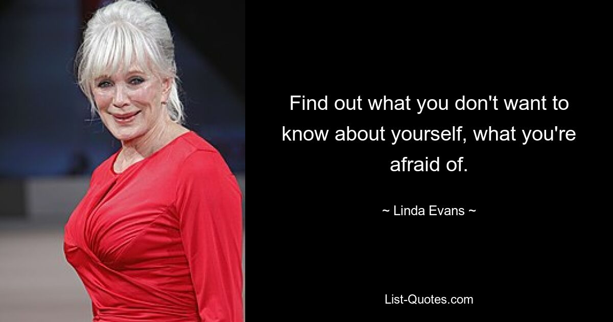 Find out what you don't want to know about yourself, what you're afraid of. — © Linda Evans