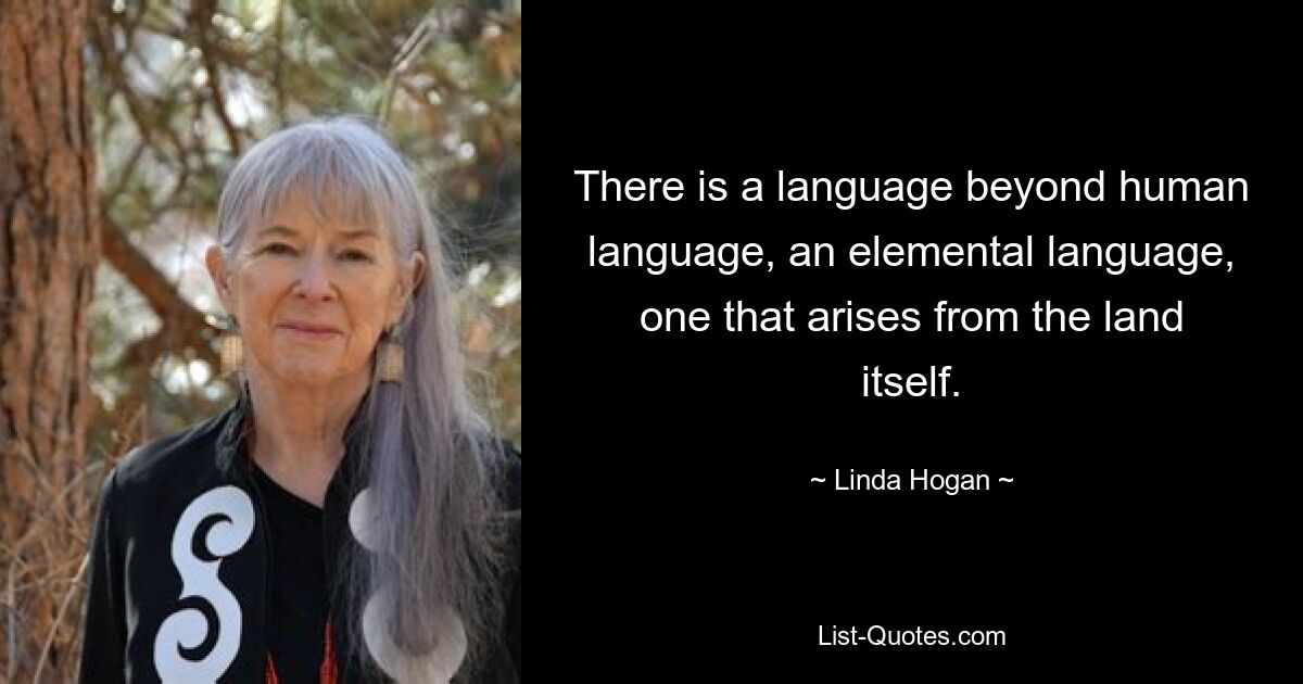 There is a language beyond human language, an elemental language, one that arises from the land itself. — © Linda Hogan