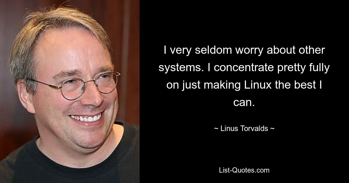 I very seldom worry about other systems. I concentrate pretty fully on just making Linux the best I can. — © Linus Torvalds