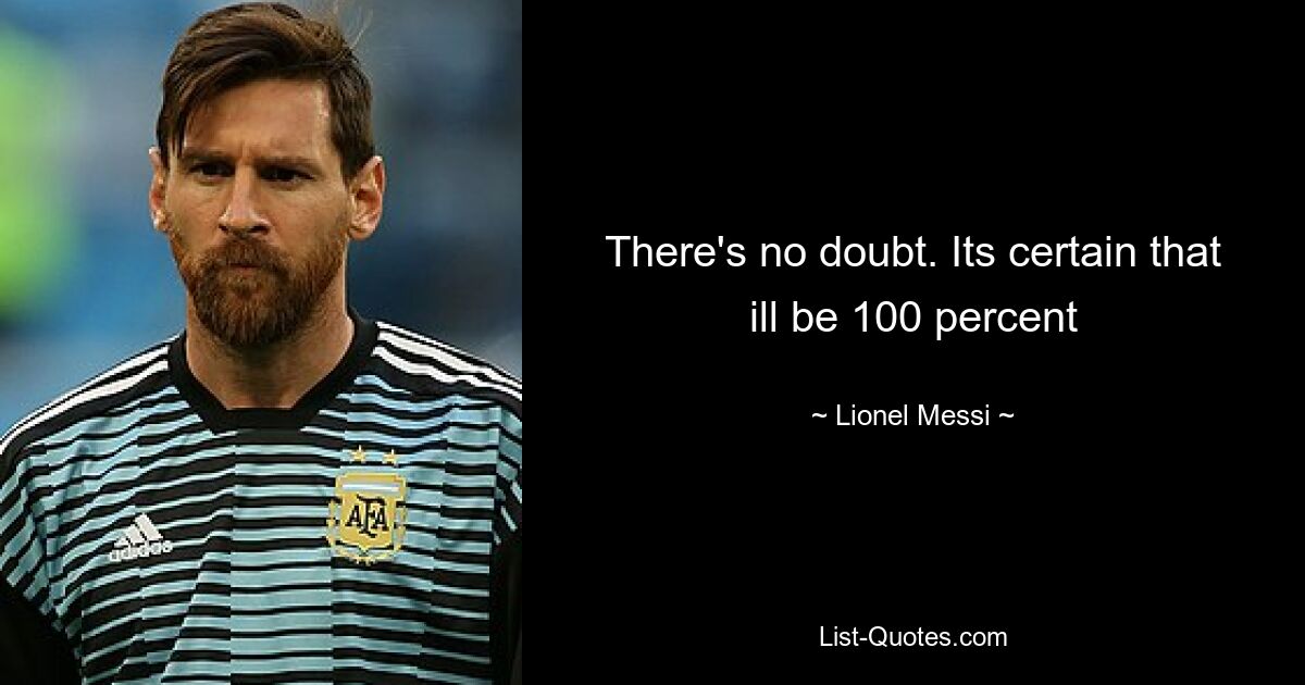 There's no doubt. Its certain that ill be 100 percent — © Lionel Messi