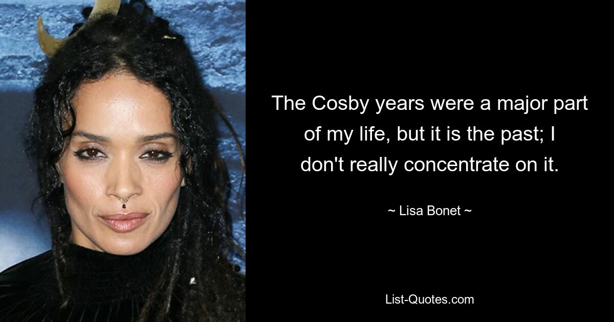 The Cosby years were a major part of my life, but it is the past; I don't really concentrate on it. — © Lisa Bonet