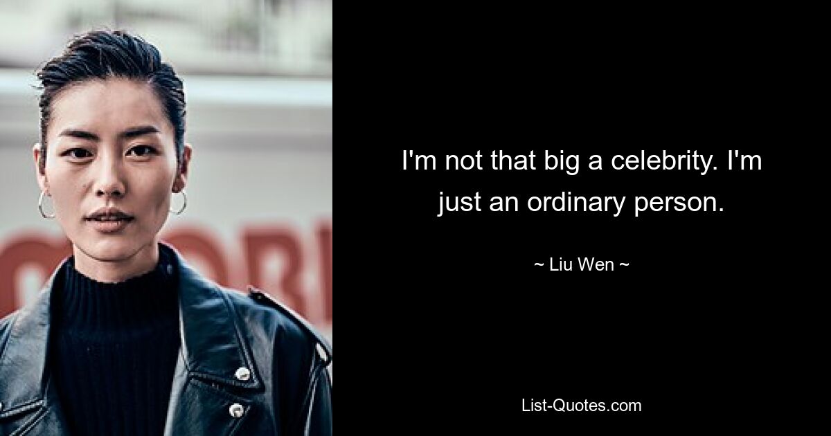 I'm not that big a celebrity. I'm just an ordinary person. — © Liu Wen