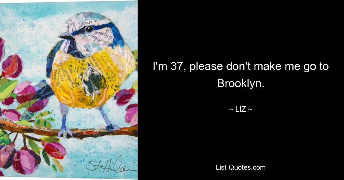 I'm 37, please don't make me go to Brooklyn. — © LIZ